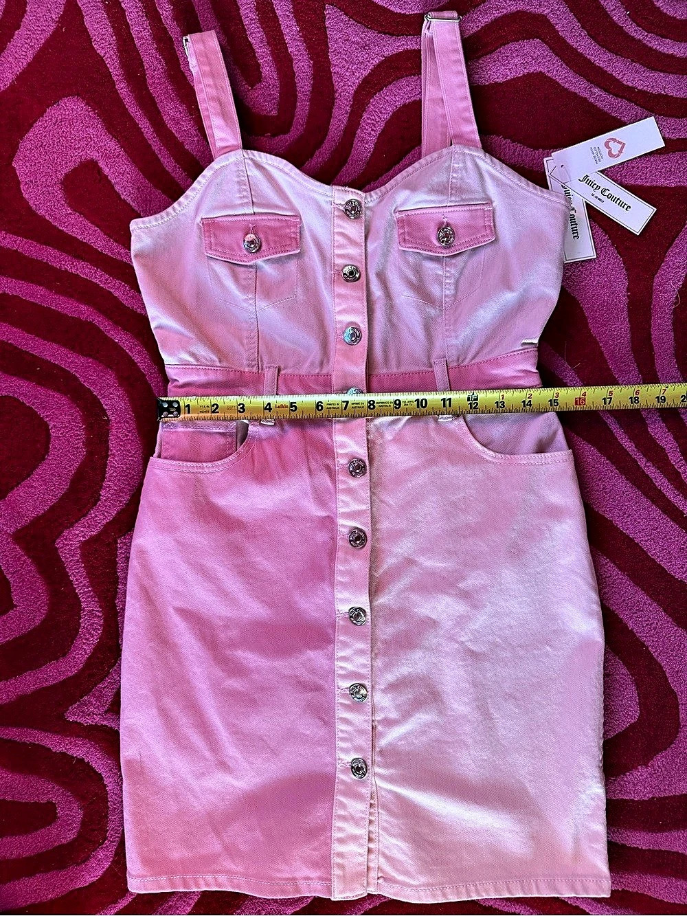 Juicy Couture Pink Colorblock Denim Bodycon Mini Dress NWT M - Picture 7 of 8